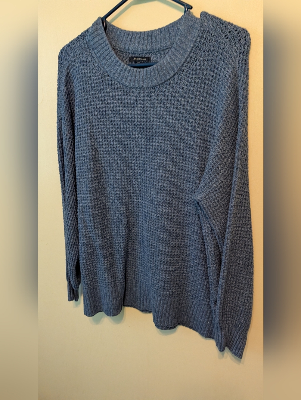 American Eagle Outfitters Slate Blue Waffle Knit Crewneck Sweater Medium